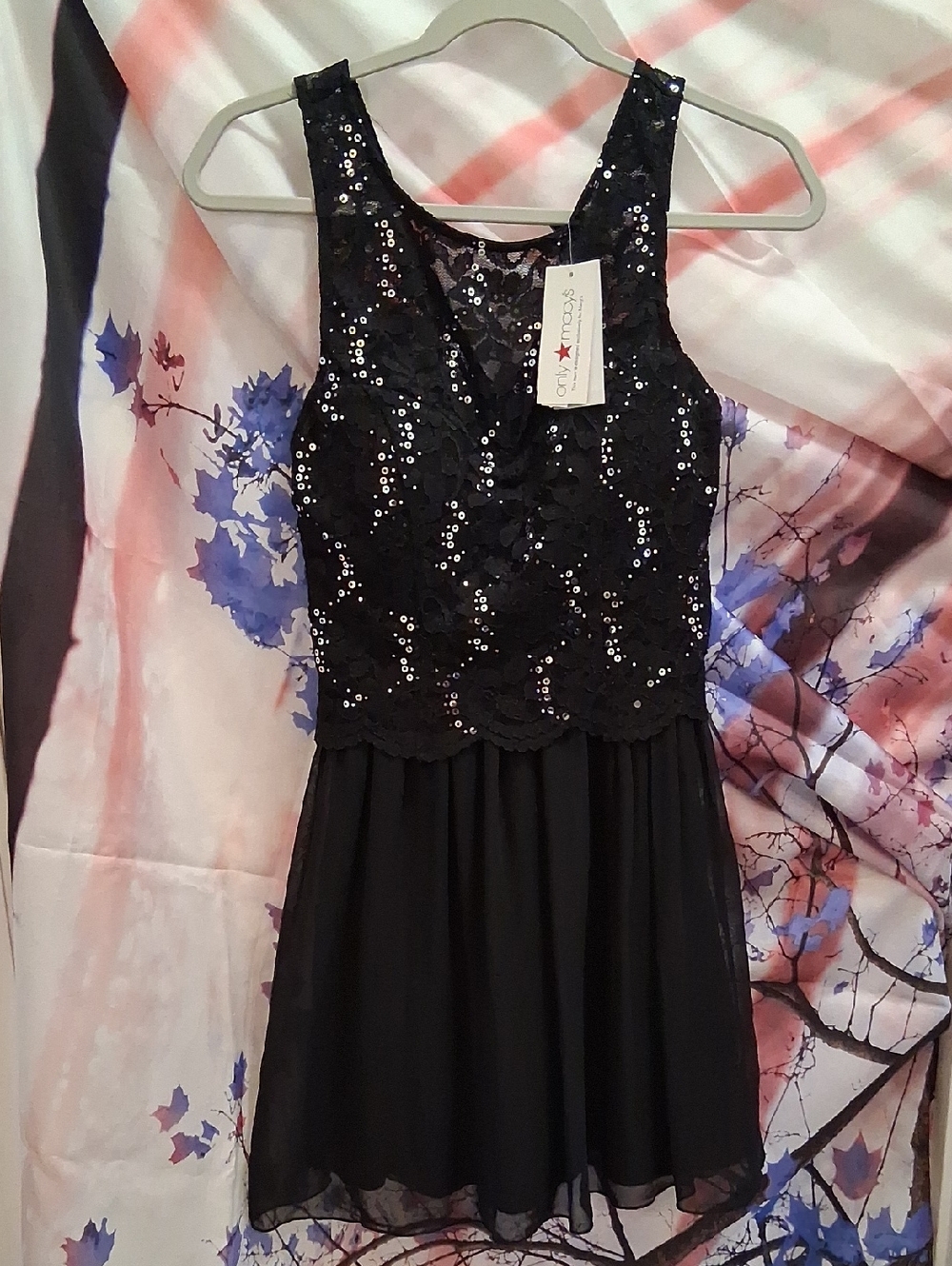 Macy's Speechless Black Sequin Lace Dress